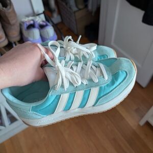 Adidas Turquoise and White Sneakers